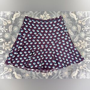 LOFT Purple and Blue Floral Skater Skirt